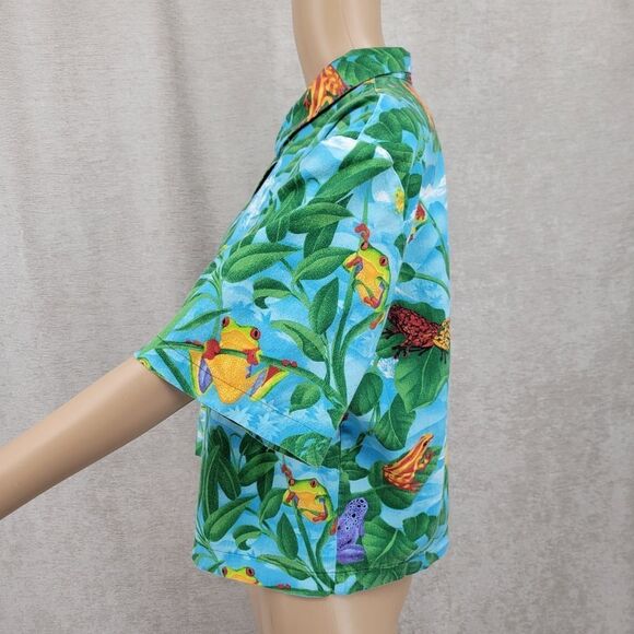 Cactus Flower Vintage Cropped Shirt Tropical Tree Frog Vacation - Picture 4 of 9